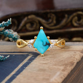 Nature Inspired Leaf Twisted Infinity Ring Kite Cut 2 Carat 6-Prong Turquoise Bridal Ring