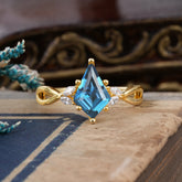 Nature Inspired Leaf Twisted Infinity Ring Kite Cut 2 Carat 6-Prong Aquamarine Bridal Ring