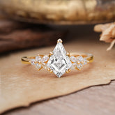 Blossom Kite Cut 2 Carat Moissanite Ring Nature Inspired Cluster Leaf Ring
