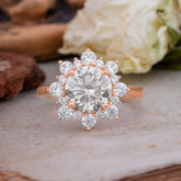 3CT Round Cut Moissanite Ring Cluster Halo Vintage Unique Engagement Ring Wedding Anniversary Birthday Gift Jewelry