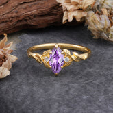 Nature-Inspired 6 Prong Dazzling Amethyst Engagement Ring
