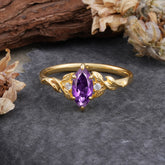 Nature-Inspired 6 Prong Dazzling Amethyst Engagement Ring