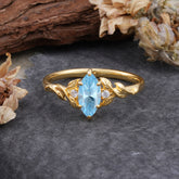 Nature-Inspired 6 Prong Dazzling Aquamarine Engagement Ring