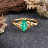 Nature-Inspired 6 Prong Dazzling Emerald Engagement Ring