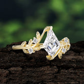 Nature Inspired Dazzling Kite Cut Moissanite Engagement Ring