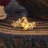 Nature Inspired Dazzling Kite Cut Citrine Engagement Ring