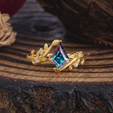 Dazzling Kite Cut Alexandrite Engagement Ring