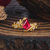 Dazzling Kite Cut Ruby Engagement Ring