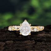 5 Prong Luxury Pear-Cut Moissanite Engagement Ring