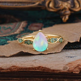 5 Prong Luxury Pear-Cut Opal Engagement Ring