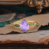 5 Prong Luxury Pear-Cut Amethyst Engagement Ring