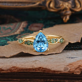 5 Prong Luxury Pear-Cut Aquamarine Engagement Ring