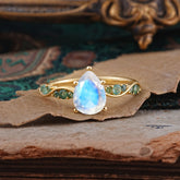 5 Prong Luxury Pear-Cut Moonstone Engagement Ring