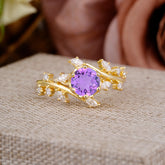 Nature-Inspired 6 Prong Round Cut Amethyst Ring