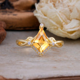 Elegant Kite Cut Citrine Engagement Ring for Women