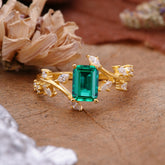 Natural-Inspired Emerald Cut Emerald 4 Prong Engagement Ring