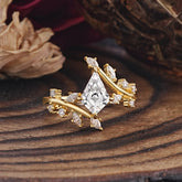 Kite Cut Gold Leaf Lab Diamond Engagement Ring for Women