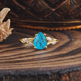 Nature-Inspired Pear-Shaped Classic Turquoise Ring for Engagement and Weddings