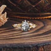 Nature-Inspired Pear-Shaped Classic Black Rutilated Quartz Ring for Engagement and Weddings