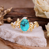 Nature Inspired Leafy Vine Turquoise Engagement Ring