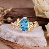 Nature Inspired Leafy Vine Aquamarinet Engagement Ring