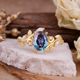 Nature Inspired Leafy Vine Alexandrite Engagement Ring