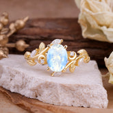 Nature Inspired Leafy Vine Moonstone Engagement Ring