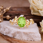 Nature Inspired Leafy Vine Peridot Engagement Ring