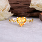 Vintage 5-Prong Heart-Cut Citrine Engagement Ring