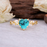 Vintage 5-Prong Heart-Cut Turquoise Engagement Ring