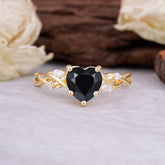 Vintage 5-Prong Heart-Cut Black Onyx Engagement Ring