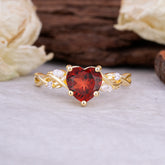 Vintage 5-Prong Heart-Cut Natural Garnet Engagement Ring