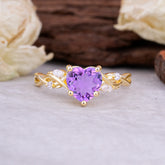 Vintage 5-Prong Heart-Cut Natural Amethyst Engagement Ring