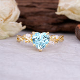 Vintage 5-Prong Heart-Cut Aquamarine Engagement Ring