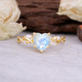 Vintage 5-Prong Heart-Cut Moonstone Engagement Ring