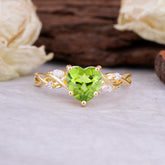 Vintage 5-Prong Heart-Cut Peridot Engagement Ring