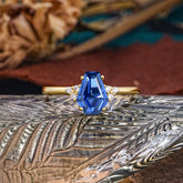 Minimalist 4-Prong Coffin-Cut Sapphire Engagement Ring