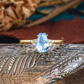 Minimalist 4-Prong Coffin-Cut Aquamarine Engagement Ring