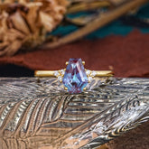 Minimalist 4-Prong Coffin-Cut Alexandrite Engagement Ring