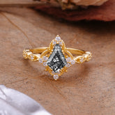 Vintage Luxe Kite-Cut Black Rutilated Quartz Engagement Ring