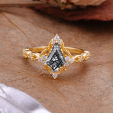 Vintage Luxe Kite-Cut Black Rutilated Quartz Engagement Ring