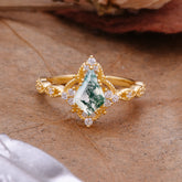 Vintage Luxe Kite-Cut Natural Moss Agate Engagement Ring