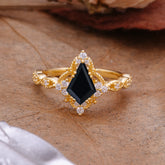 Vintage Luxe Kite-Cut Black Onyx Engagement Ring