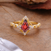 Vintage Luxe Kite-Cut Garnet Engagement Ring