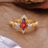 Vintage Luxe Kite-Cut Garnet Engagement Ring