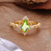 Vintage Luxe Kite-Cut Peridot Engagement Ring