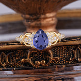 Luxury 4-Prong Pear-Shaped Tanzanite Wedding Ring