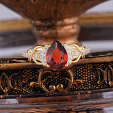 Luxury 4-Prong Pear-Shaped Garnet Wedding Ring