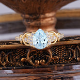 Luxury 4-Prong Pear-Shaped Aquamarine Wedding Ring