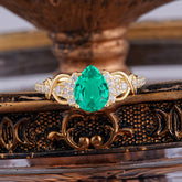 Luxury 4-Prong Pear-Shaped Emerald Wedding Ring